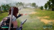Using the Old Musket in the game. (Image via Pocket Pair, Inc.)